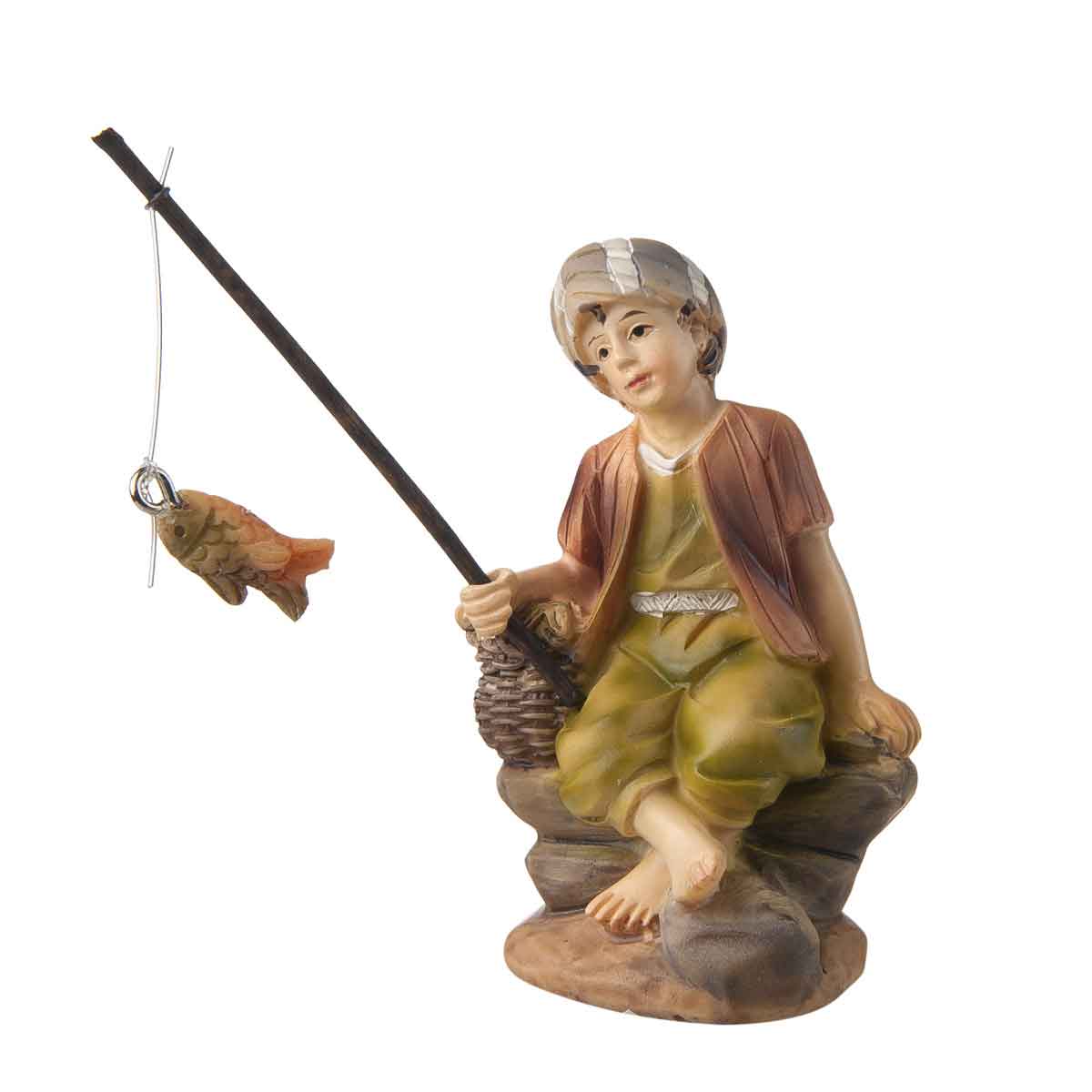 Presepe – Statuetta pescatore con canna da pesca altezza 9cm