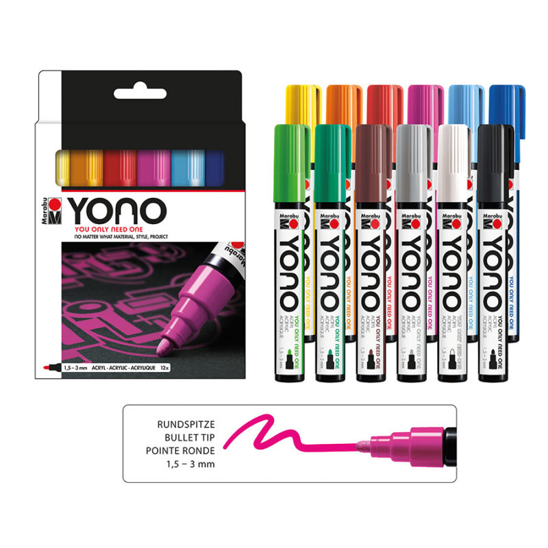 Set da 12 pennarelli YONO Marker 1,5-3 mm