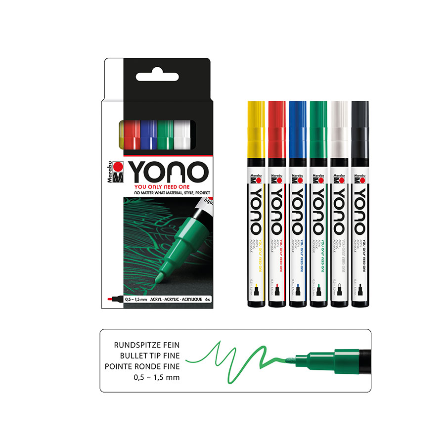 Set da 6 pennarelli YONO Marker 0,5-1,5 mm